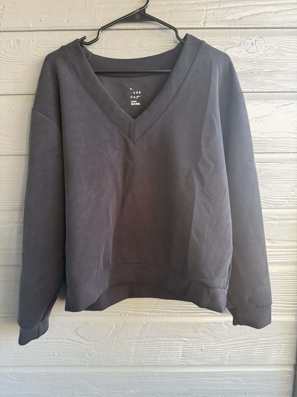 A New Day V-Neck Sweatshirt Size Medium Black Pullover